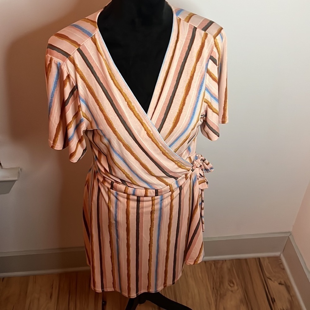 BCBGENERATION multi color stripes‎ wrap mini dres… - image 4